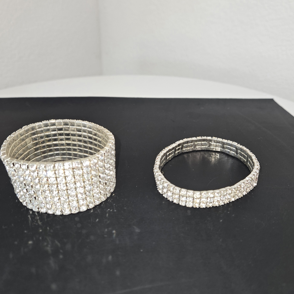 Elegant Silver Rhinestone Bracelet Set